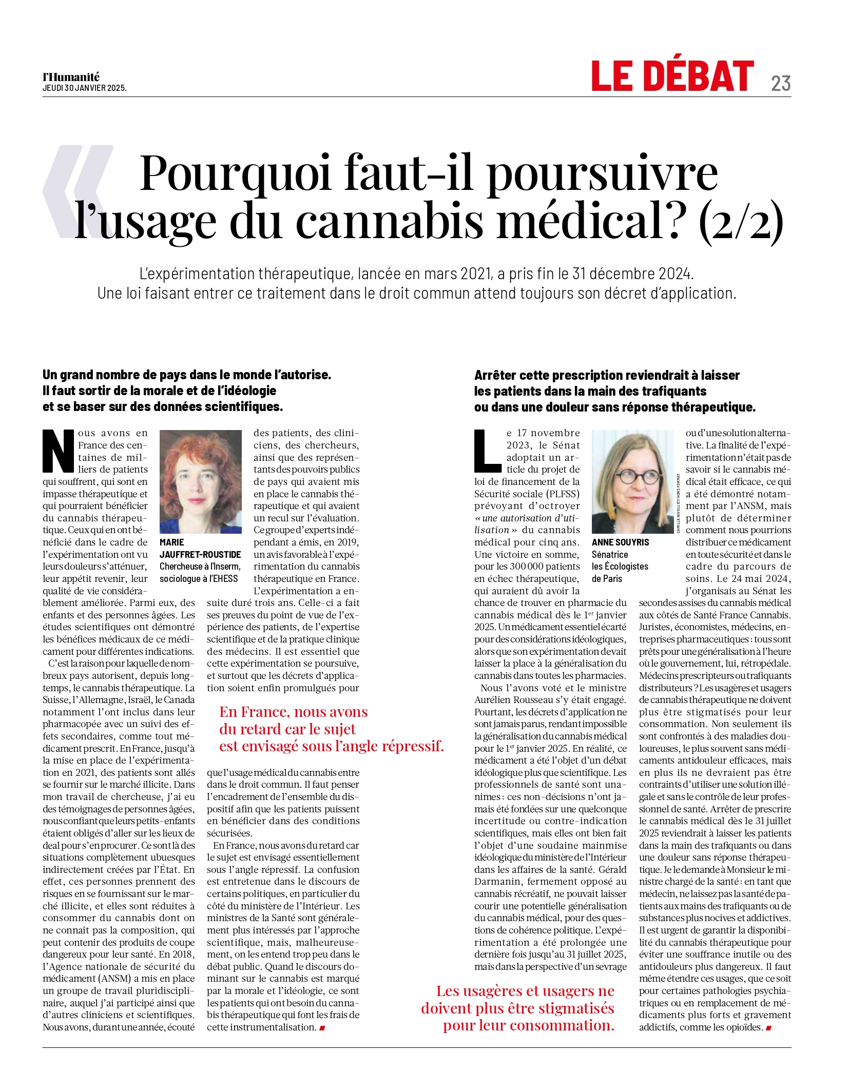 Poursuivons l&rsquo;usage du cannabis médical !